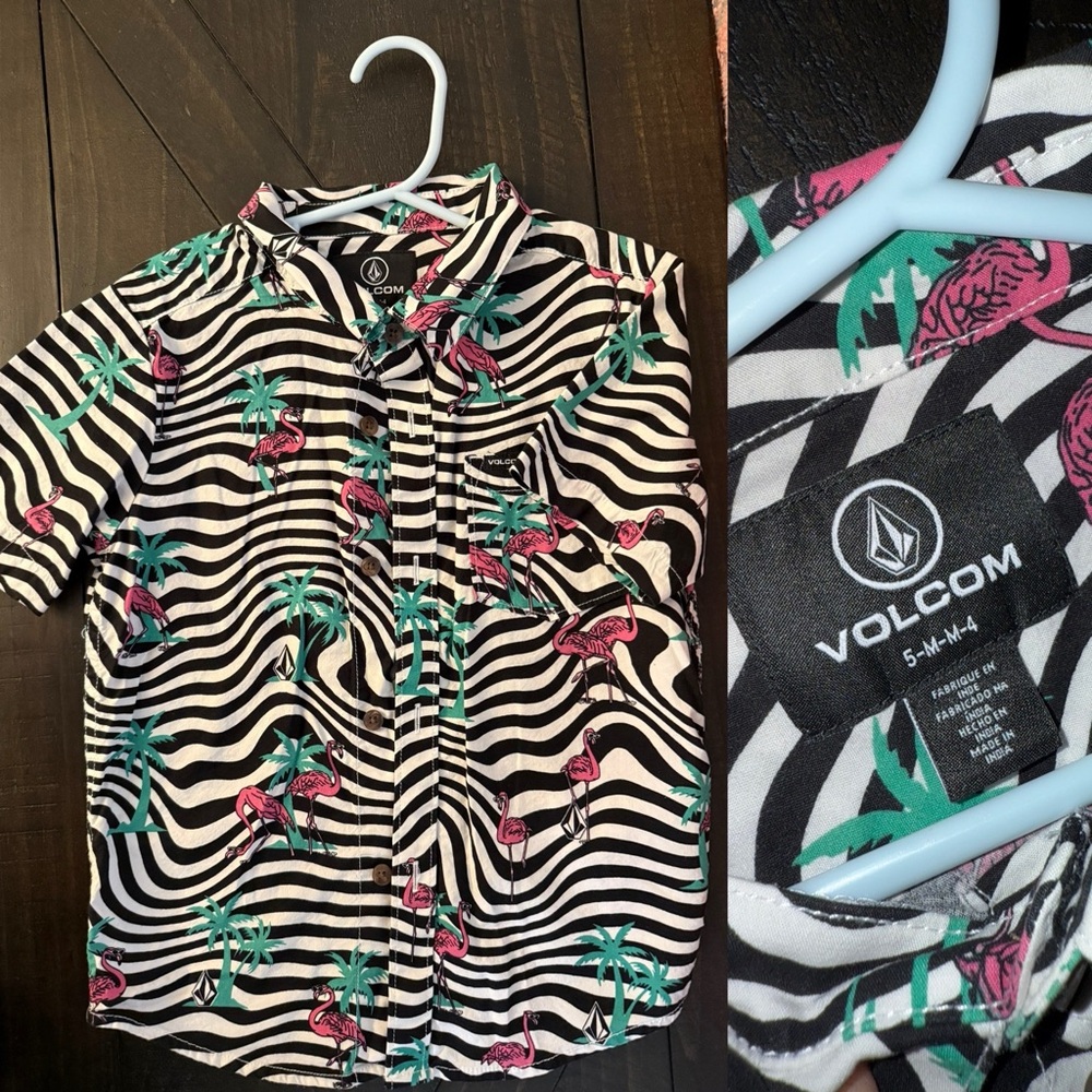 Volcom Tropical Print Shirt with Stripes
